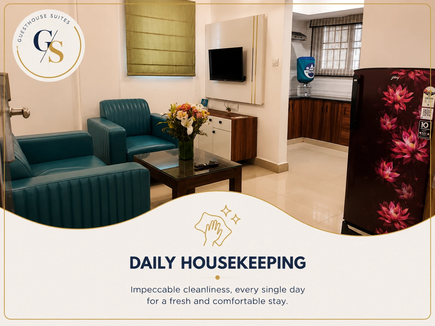 Professional daily housekeeping service at Guest House Suites Bangalore