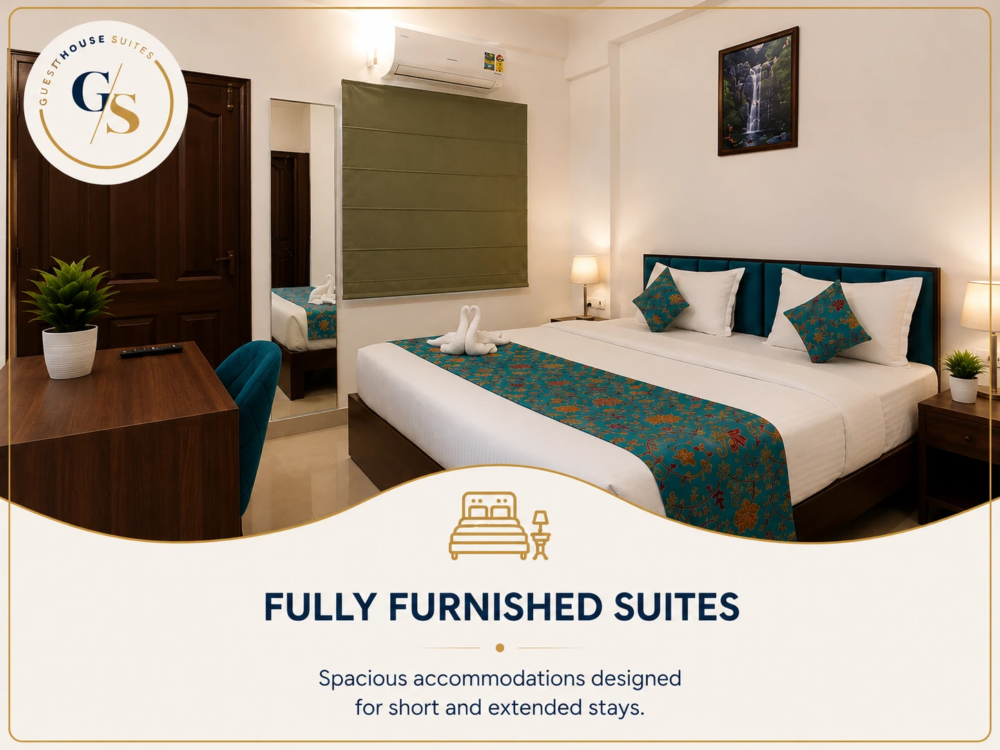 Fully furnished serviced suites with modern amenities at Guest House Suites Bangalore